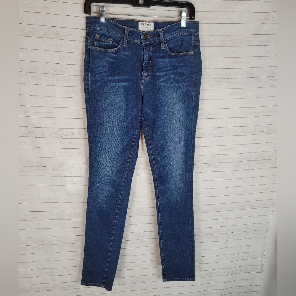 FRAME DENIM LE SKINNY de JEANNE MEDIUM WASH DENIM JEANS, SZ 30